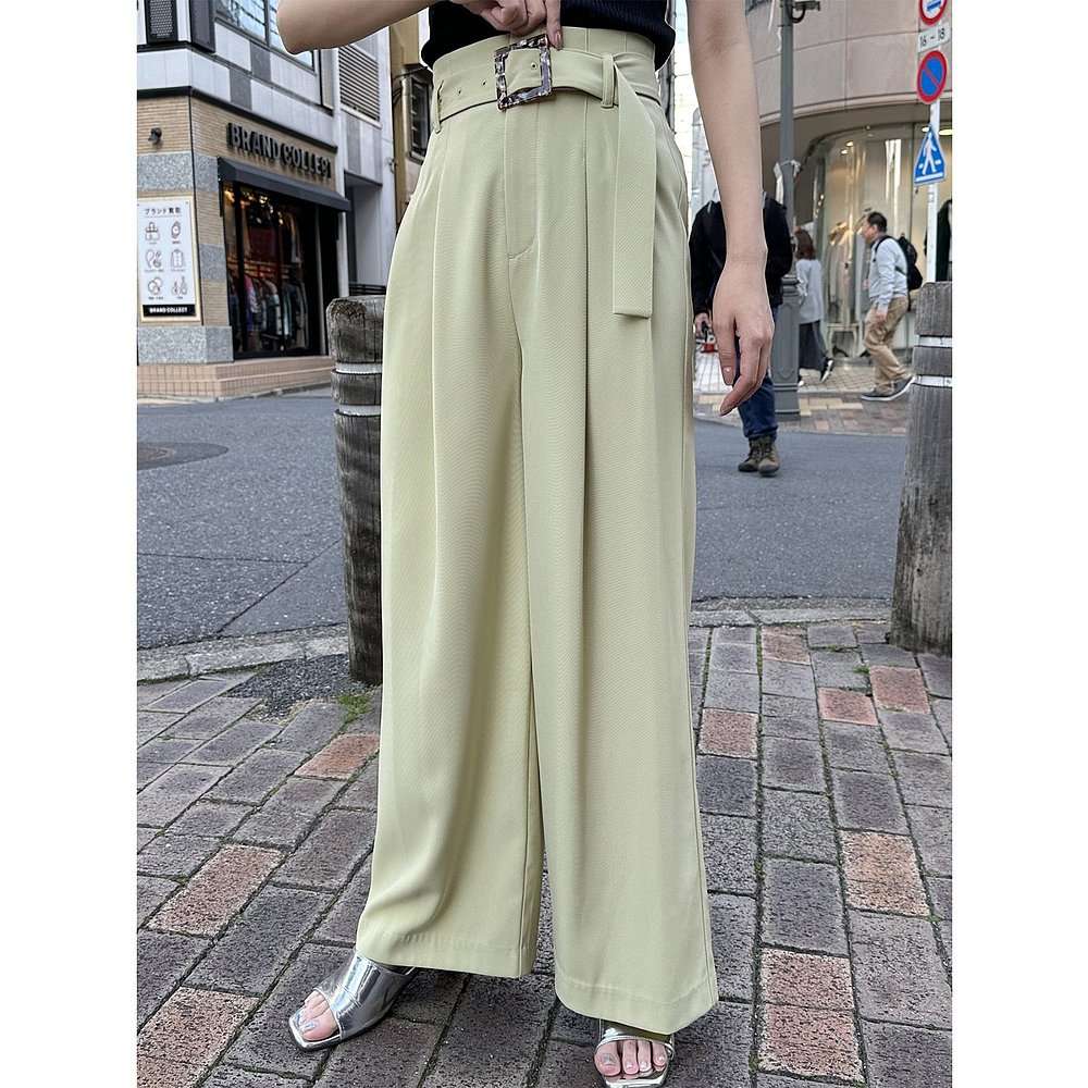 ベルト付きワイドパンツ