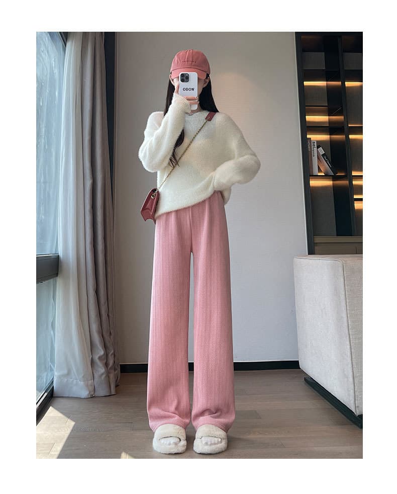 シンプルルーズワイドニットパンツ