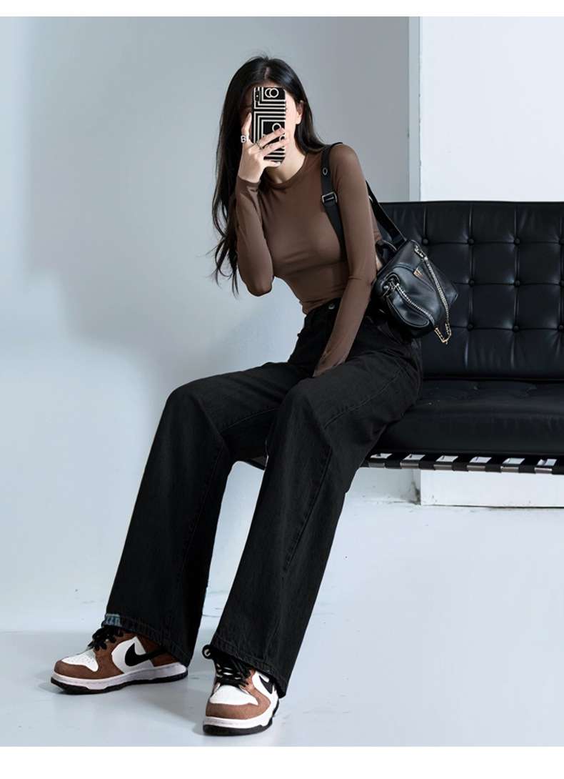 ハイウエストルーズストレートワイドパンツ