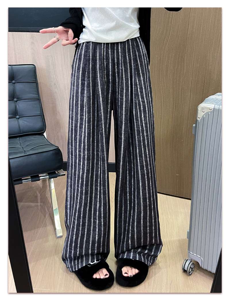 ドレープストライプワイドパンツ