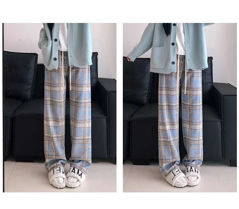 チェックワイドパンツ