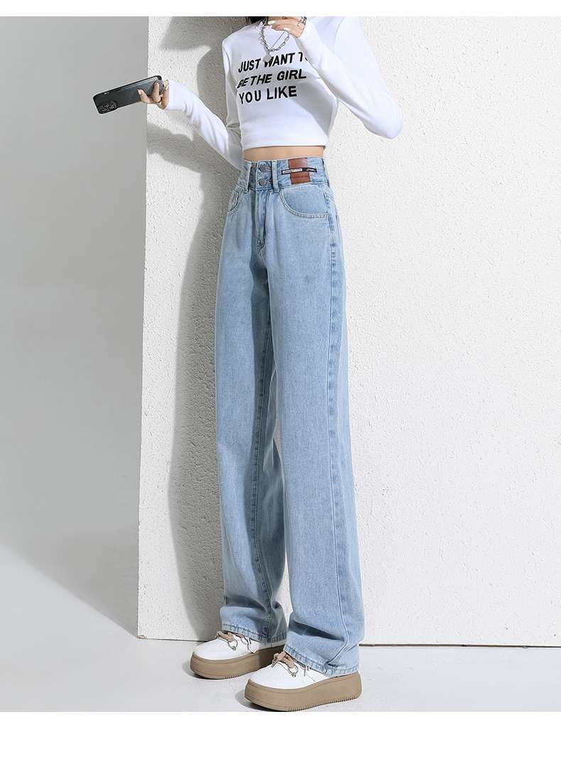 ハイウエストストレートワイドデニムパンツ