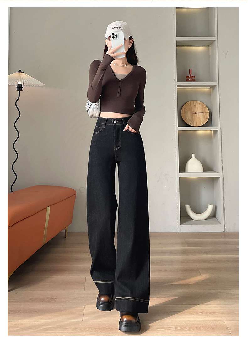 ハイウエストワイドデニムパンツ