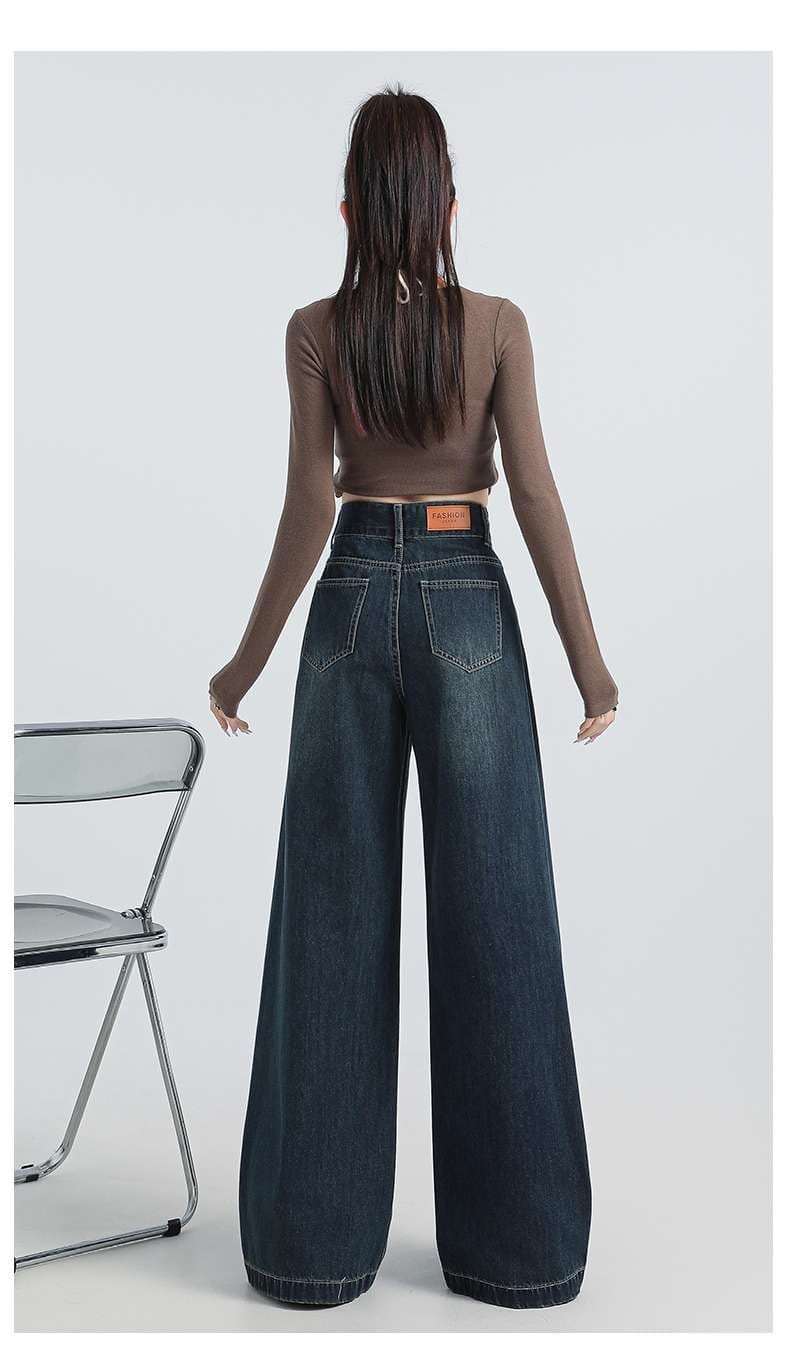 ハイウエストワイドデニムロングパンツ