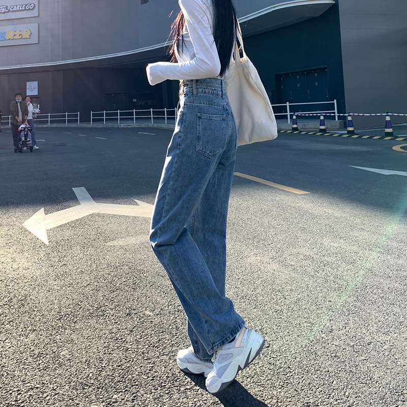 シンプルハイウエストワイドデニム