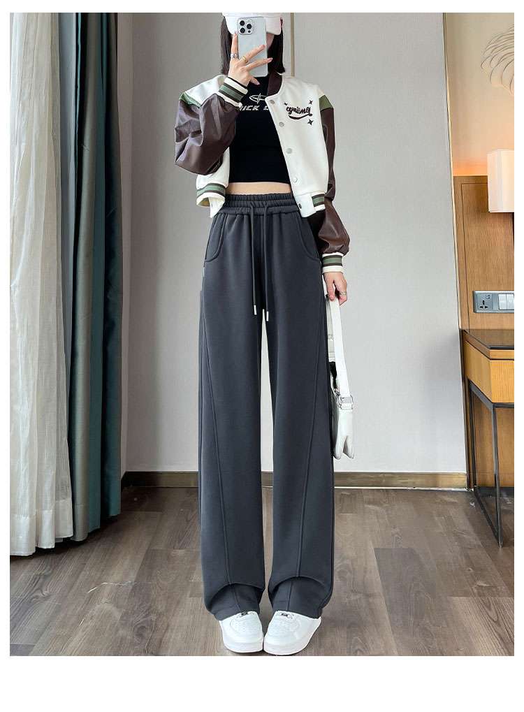 リブクロップドニット×ドレープパンツセットアップ