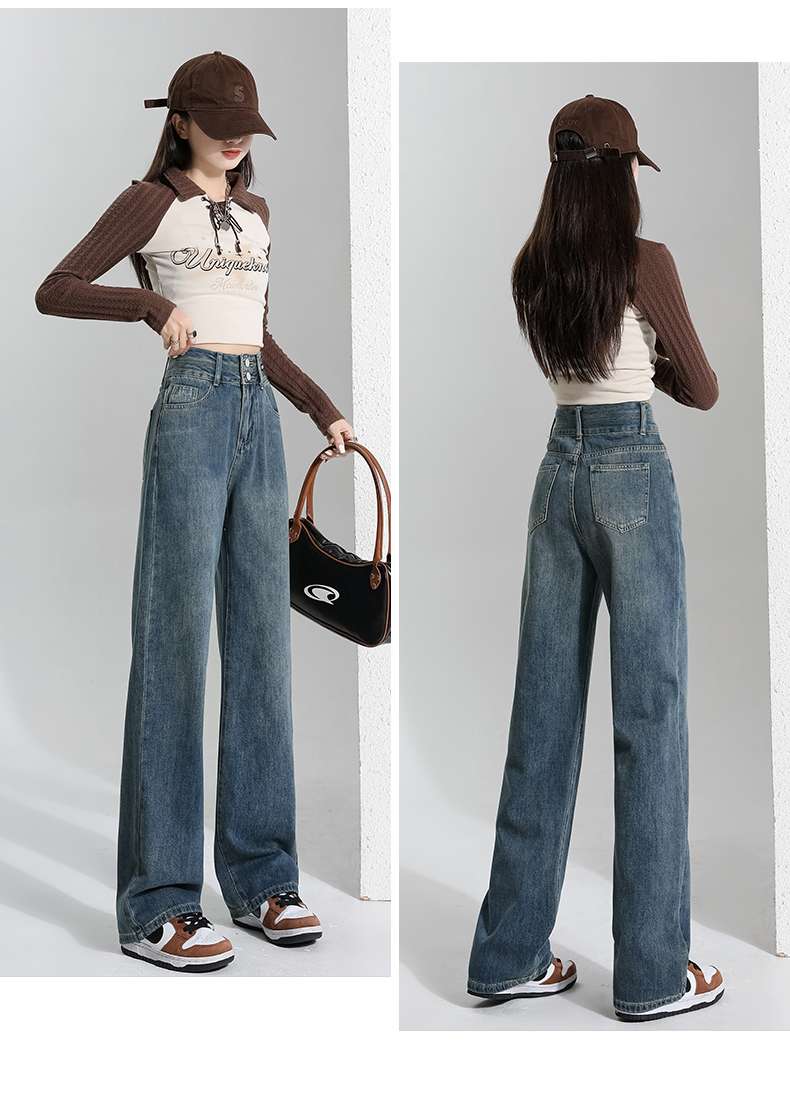ハイウエストストレートワイドデニムパンツ