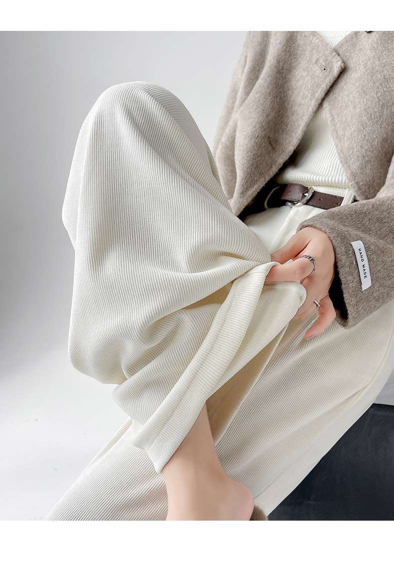 リブニットワイドストレートパンツ