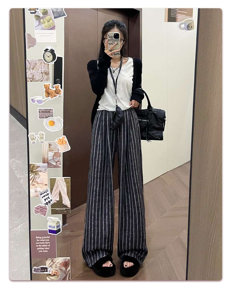ドレープストライプワイドパンツ