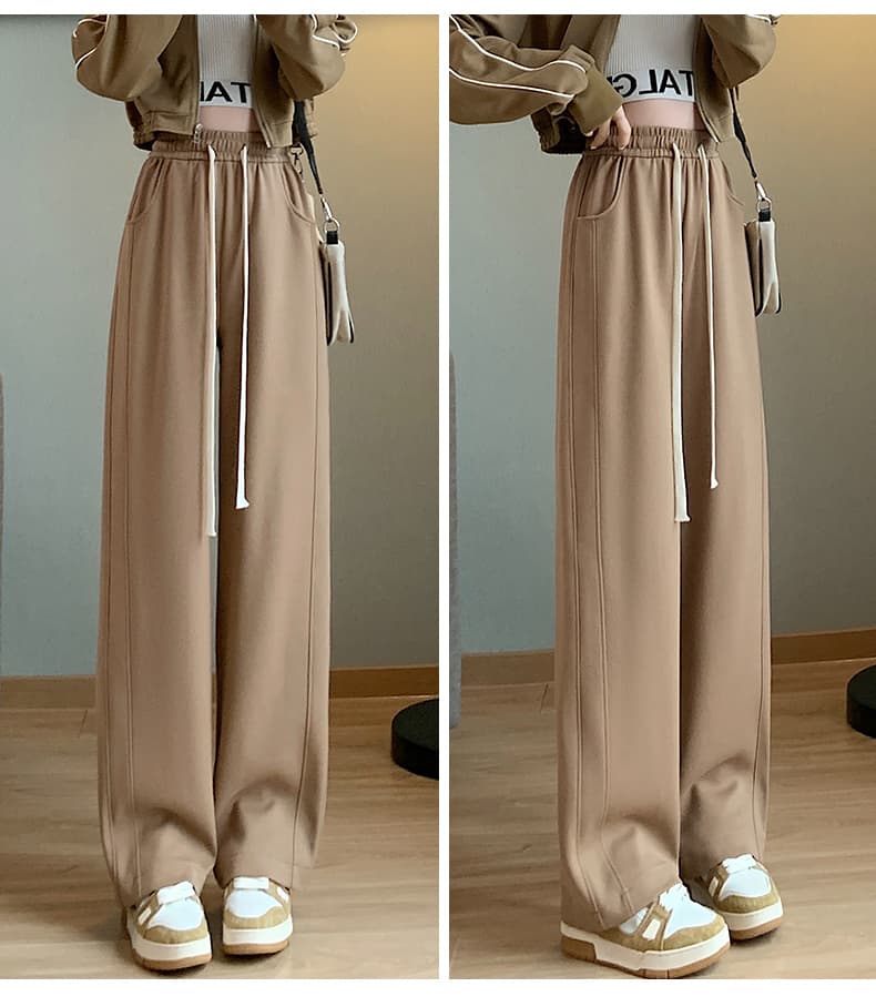 ゆったりラインドロストワイドパンツ