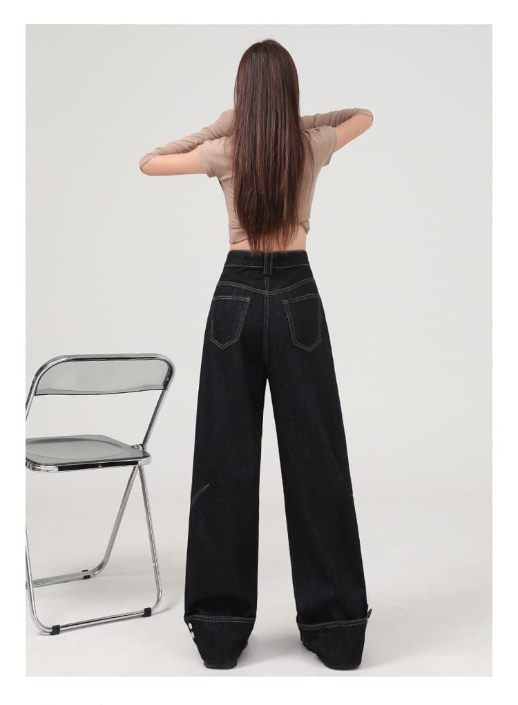 ハイウエストデニム風ワイドパンツ