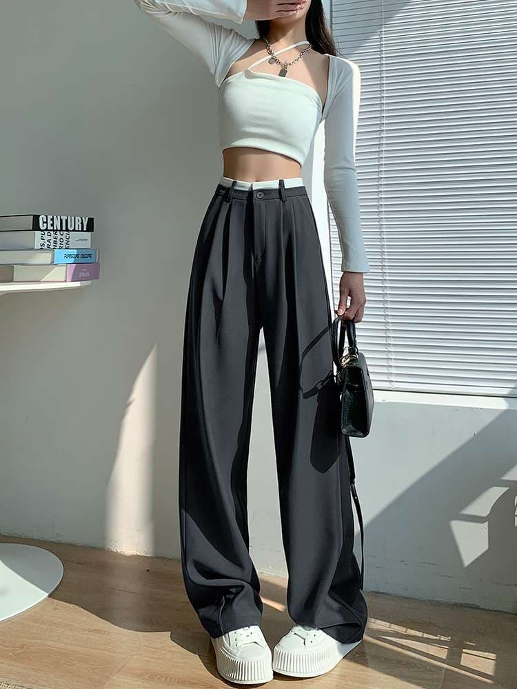 ドレープウエスト細見せワイドパンツ