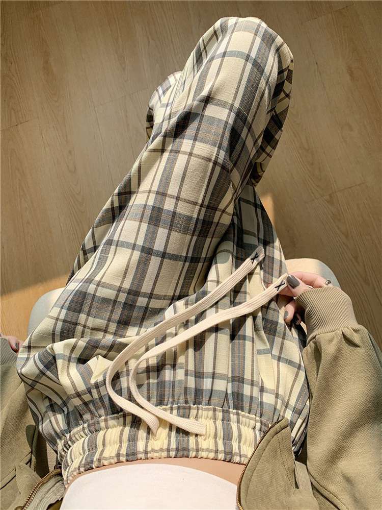 チェック柄ワイドパンツ