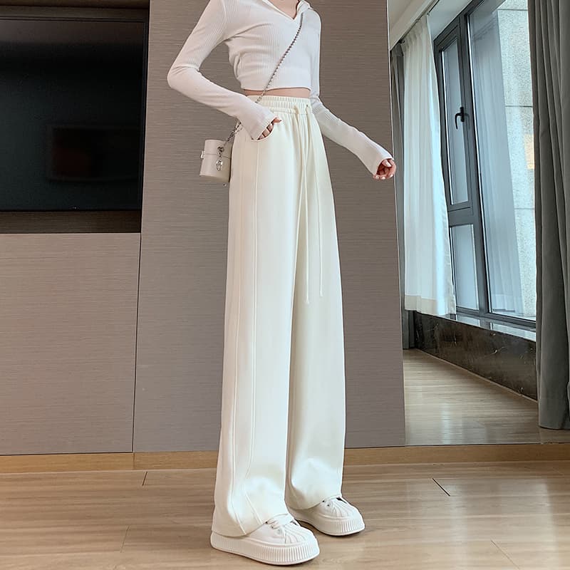 ゆったりラインドロストワイドパンツ