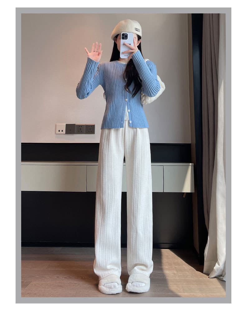 シンプルルーズワイドニットパンツ