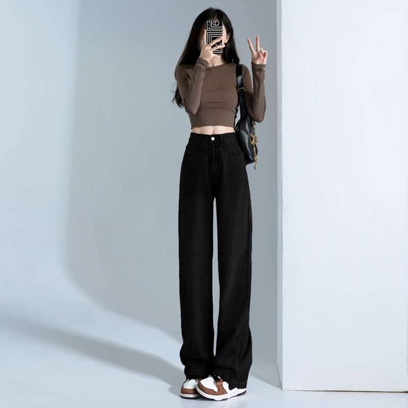 ハイウエストルーズストレートワイドパンツ