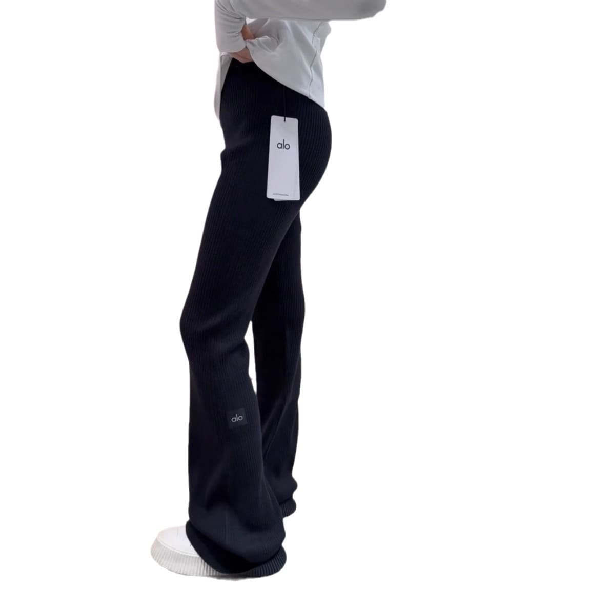 リブ編みストレートパンツ