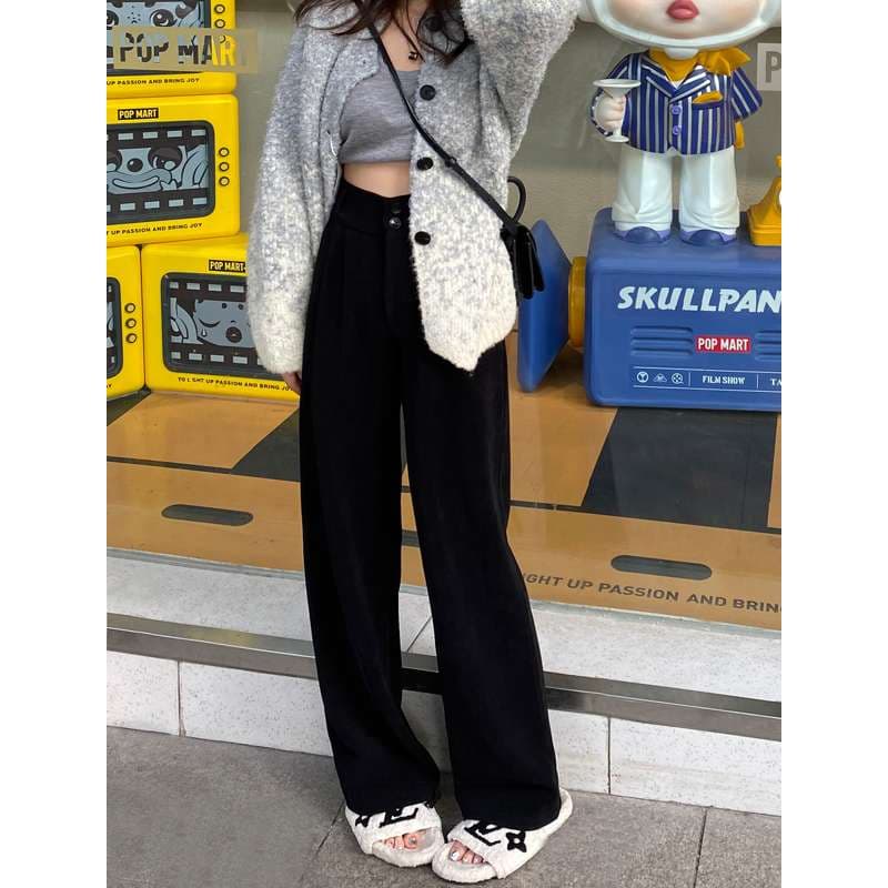 シンプルハイウエストワイドパンツ