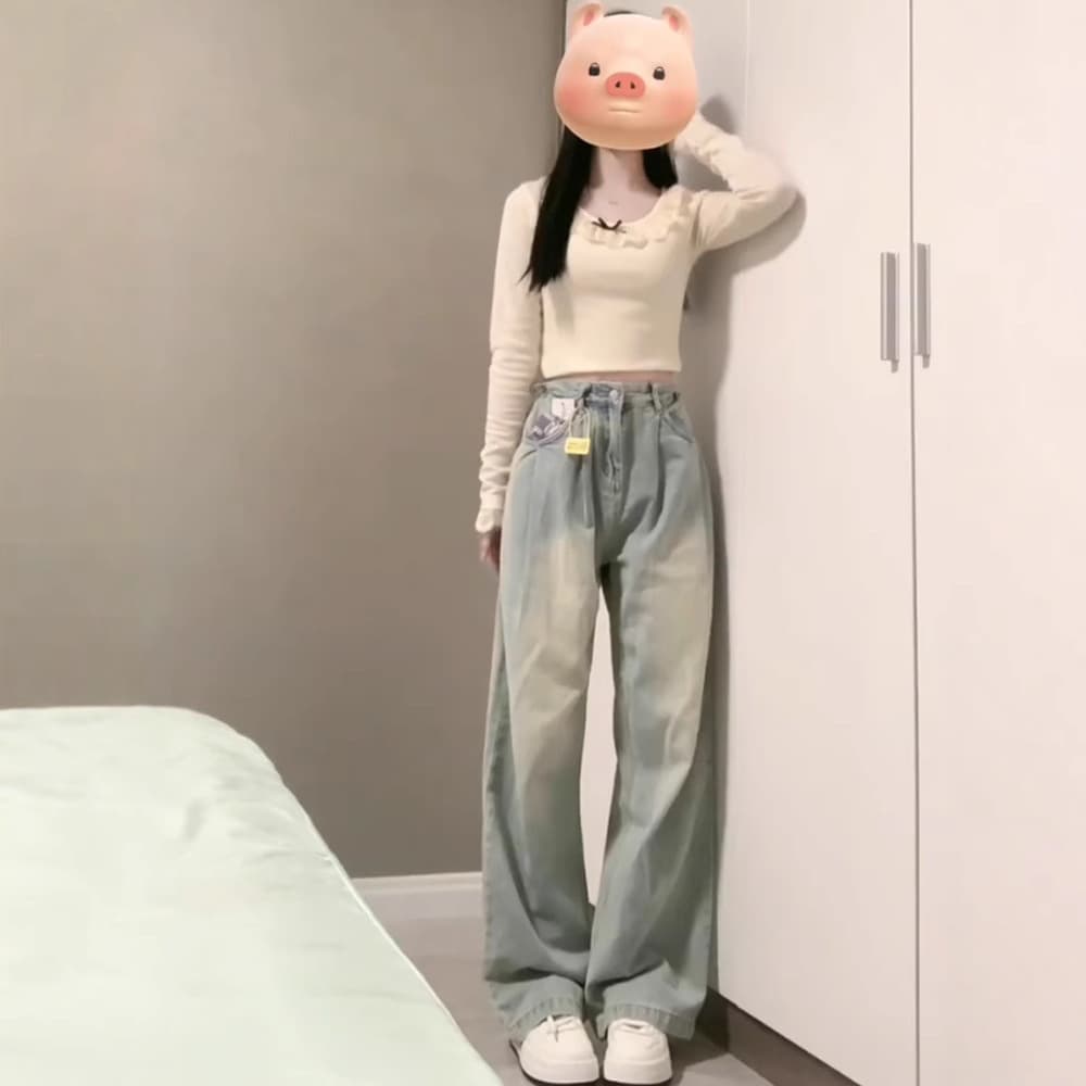 タック入りロングパンツ